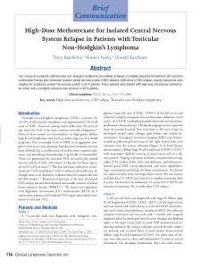 high-dose methotrexate for isolated central nervous system relapse in patients with testicular non-hodgkin&acute;s lymphoma
