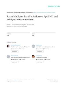 Foxo1 mediates insulin action on apoC-III and triglyceride…