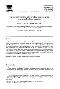 steven 1998 Oxygen consumption rates of white sturgeon under commercial culture conditions