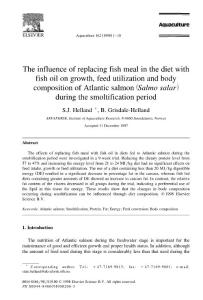 The influence of replacing fish meal in the diet with fish oil on growth, feed utilization