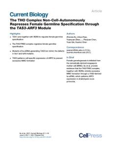 Current-Biology_2017_The-THO-Complex-Non-Cell-Autonomously-Represses-Female-Germline-Specification-through-the-TAS3-ARF3-Module