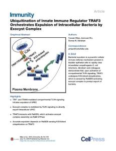 Immunity_2016_Ubiquitination-of-Innate-Immune-Regulator-TRAF3-Orchestrates-Expulsion-of-Intracellular-Bacteria-by-Exocyst-Complex