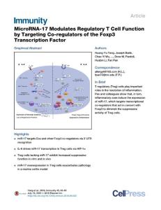 Immunity_2016_MicroRNA-17-Modulates-Regulatory-T-Cell-Function-by-Targeting-Co-regulators-of-the-Foxp3-Transcription-Factor