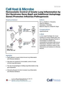 Cell-Host-Microbe_2016_Homeostatic-Control-of-Innate-Lung-Inflammation-by-Vici-Syndrome-Gene-Epg5-and-Additional-Autophagy-Genes-Promotes-Influenza-Pa