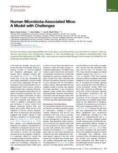 Cell-Host-Microbe_2016_Human-Microbiota-Associated-Mice-A-Model-with-Challenges