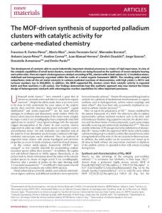 nmat4910-The MOF-driven synthesis of supported palladium clusters with catalytic activity for carbene-mediated chemistry