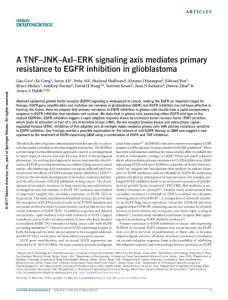 nn.4584-A TNF–JNK–Axl–ERK signaling axis mediates primary resistance to EGFR inhibition in glioblastoma