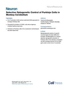 Neuron-2017-Selective Optogenetic Control of Purkinje Cells in Monkey Cerebellum