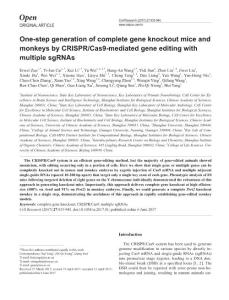 cr201781a-One-step generation of complete gene knockout mice and monkeys by CRISPR-Cas9-mediated gene editing with multiple sgRNAs