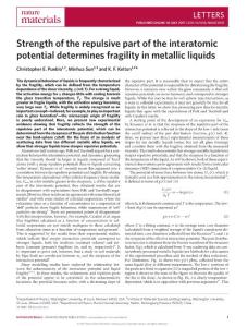 nmat4935-Strength of the repulsive part of the interatomic potential determines fragility in metallic liquids