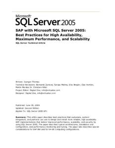 Second Release of SAP on SQL Server Best Practices …
