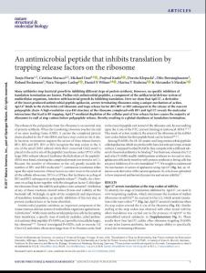 nsmb.3439-An antimicrobial peptide that inhibits translation by trapping release factors on the ribosome
