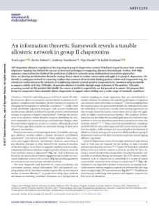 nsmb.3440-An information theoretic framework reveals a tunable allosteric network in group II chaperonins
