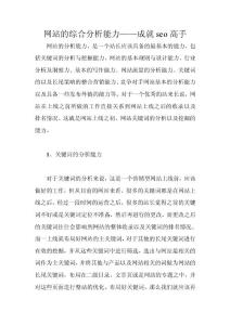 网站的综合分析能力——成就seo高手