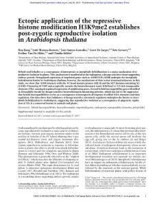 Genes Dev.-2017-Jiang-Ectopic application of the repressive histone modification H3K9me2 establishes post-zygotic reproductive isolation in Arabidopsis thaliana