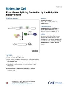 Molecular-Cell_2017_Error-Prone-Splicing-Controlled-by-the-Ubiquitin-Relative-Hub1