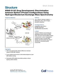 Structure_2017_KRAS-G12C-Drug-Development-Discrimination-between-Switch-II-Pocket-Configurations-Using-Hydrogen-Deuterium-Exchange-Mass-Spectrometry