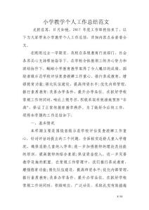 小學教學個人工作總結范文