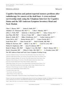 cognitive function and patient-reported memory problems after radiotherapy for cancers at the skull base a cross-sectional survivorship study using
