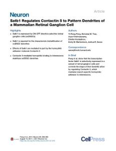 Neuron_2017_Satb1-Regulates-Contactin-5-to-Pattern-Dendrites-of-a-Mammalian-Retinal-Ganglion-Cell