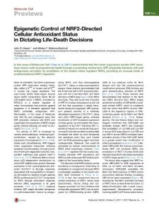 Molecular Cell-2017-Epigenetic Control of NRF2-Directed Cellular Antioxidant Status in Dictating Life-Death Decisions
