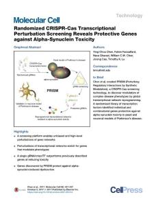 Molecular Cell-2017-Randomized CRISPR-Cas Transcriptional Perturbation Screening Reveals Protective Genes against Alpha-Synuclein Toxicity