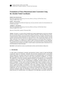 formulation of three-dimensional joint constraints using the absolute nodal coordinates
