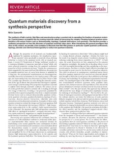 nmat5010-Quantum materials discovery from a synthesis perspective