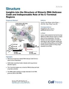 Structure-2017-Insights into the Structure of Dimeric RNA Helicase CsdA and Indispensable Role of Its C-Terminal Regions