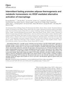 cr2017126a-Intermittent fasting promotes adipose thermogenesis and metabolic homeostasis via VEGF-mediated alternative activation of macrophage