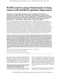 Genes Dev.-2017-Rao-RANK rewires energy homeostasis in lung cancer cells and drives primary lung cancer