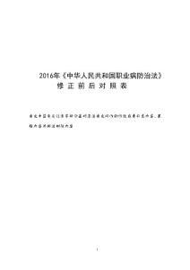 2016年中华人民共和国职业病防治法修正前后对照表