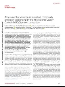 nbt.3981-Assessment of variation in microbial community amplicon sequencing by the Microbiome Quality Control (MBQC) project consortium