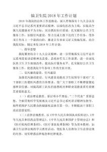 衛生院2018年工作計劃