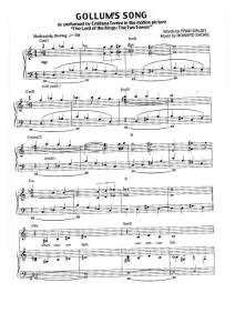 電影《魔戒》插曲 Gollum´s Song 鋼琴版 鋼琴譜