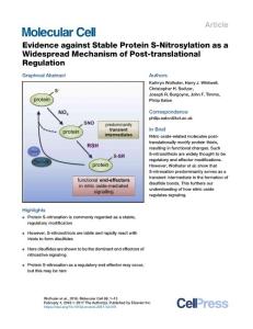 Evidence-against-Stable-Protein-S-Nitrosylation-as-a-Widesprea_2018_Molecula