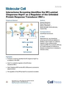 Molecular Cell-2018-Interactome Screening Identifies the ER Luminal Chaperone Hsp47 as a Regulator of the Unfolded Protein Response Transducer IRE1α