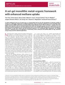 nmat5050-A sol–gel monolithic metal–organic framework with enhanced methane uptake