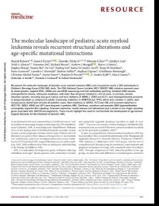 nm.4439-The molecular landscape of pediatric acute myeloid leukemia reveals recurrent structural alterations and age-specific mutational interactions