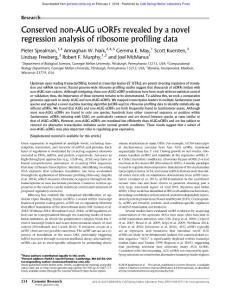 Genome Res.-2018-Spealman-214-22-Conserved non-AUG uORFs revealed by a novel regression analysis of ribosome profiling data