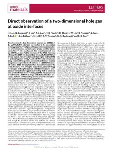 nmat2018-Direct observation of a two-dimensional hole gas at oxide interfaces