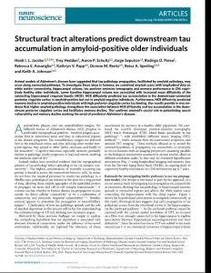 nn2018-Structural tract alterations predict downstream tau accumulation in amyloid-positive older individuals