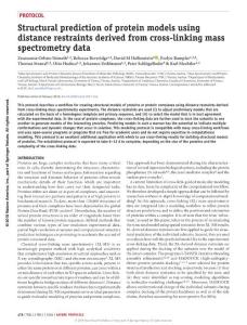 nprot.2017.146-Structural prediction of protein models using distance restraints derived from cross-linking mass spectrometry data
