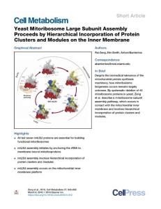 Yeast-Mitoribosome-Large-Subunit-Assembly-Proceeds-by-Hierarchi_2018_Cell-Me