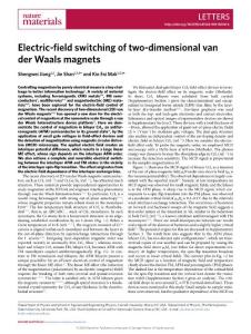nmat.2018-Electric-field switching of two-dimensional van der Waals magnets