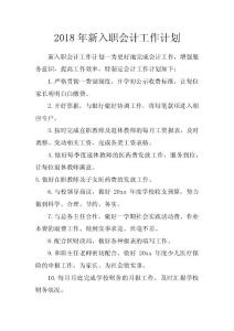 2018年新入職會(huì)計(jì)工作計(jì)劃