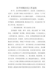 XX年国税分局工作总结