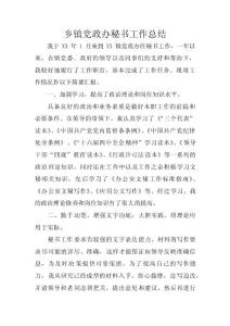 鄉鎮黨政辦秘書工作總結 _0　