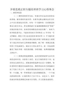 鄉鎮黨政正職專題培訓班學習心得體會 　