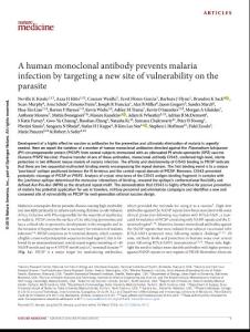 nm.2018-A human monoclonal antibody prevents malaria infection by targeting a new site of vulnerability on the parasite